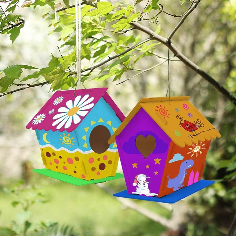 4-Pack DIY Birdhouse Kit for Kids – Build & Paint Wooden Bird Houses Creative Craft Gift
