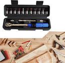 15PCS Torque Wrench Set – 1/4" Socket & Spanner Kit for Bike Repairs