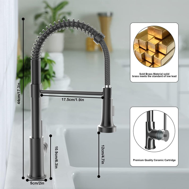 Brushed Kitchen Mixer Tap with Pull-Out Spray – 360 Swivel Stainless Steel Sink Mixer