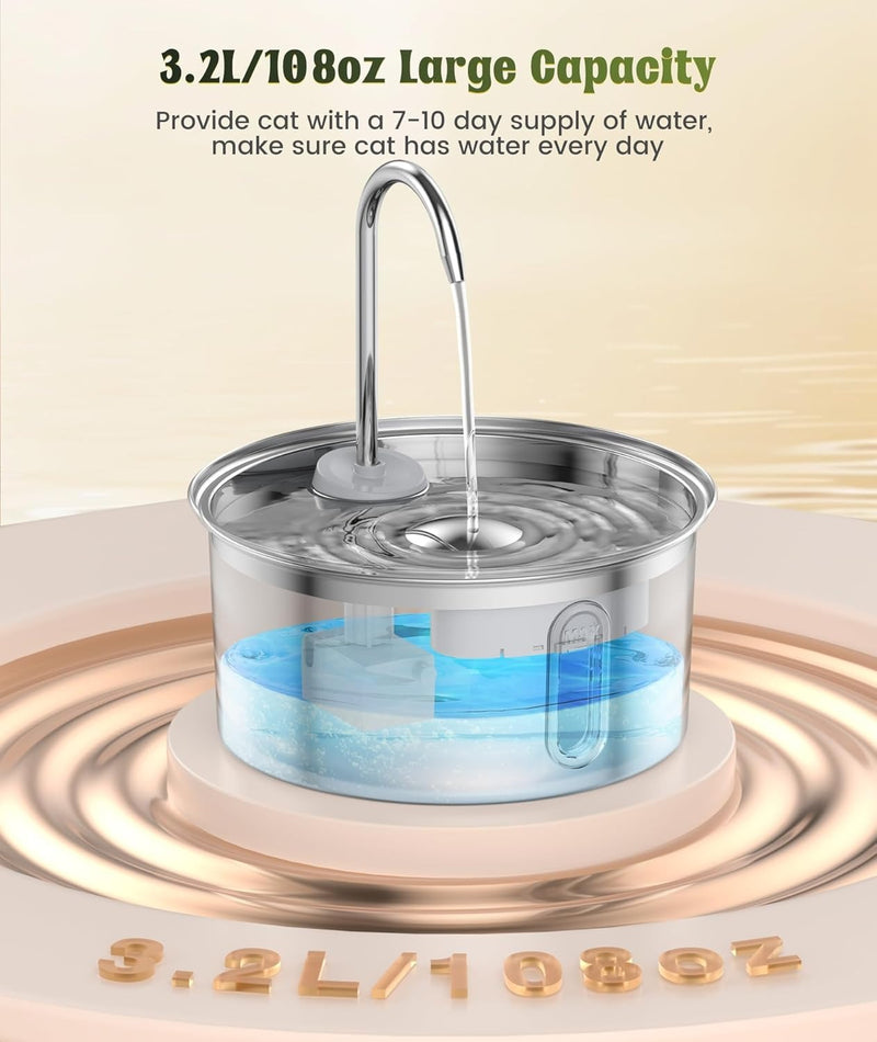 Stainless Steel Water Fountain for Cats & Small Dogs