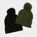 Knitted Winter Bobble Hat – Warm Beanie Hat Soft Acrylic Cap with Cuff and Pom