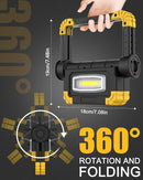 Rechargeable LED Work Light – 360° Rotating Waterproof Floodlight & Power Bank