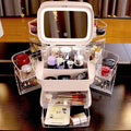 Multi Layer LED Makeup Organiser – Drawer Vanity Organiser for Cosmetics & Skincare with Mirror
