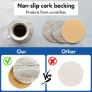 Set of 6 Marble Sandstone Ceramic Coasters with Holder & Cork Base