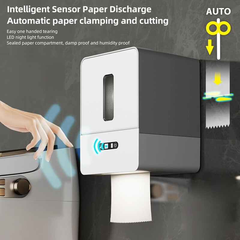 Touchless Paper Towel Dispenser – Smart Wall-Mount Toilet Roll Holder with Night Light