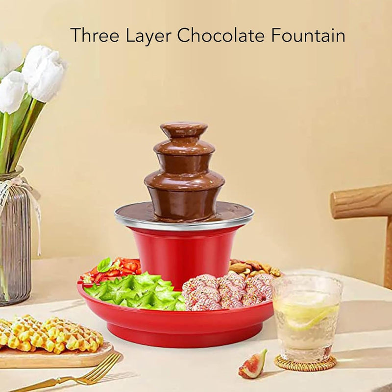 Mini Chocolate Fountain – 3-Tier Electric Fondue Set Stainless Steel for Parties & Events