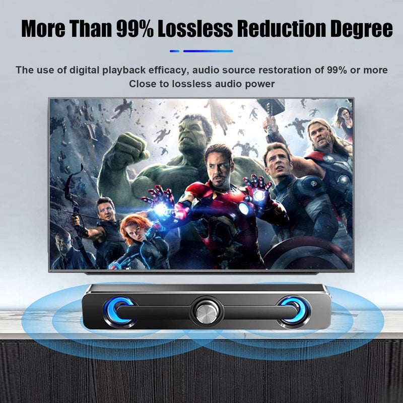 PC Soundbar Speaker – USB Powered with LED Lights 3.5mm Jack for Laptop & TV