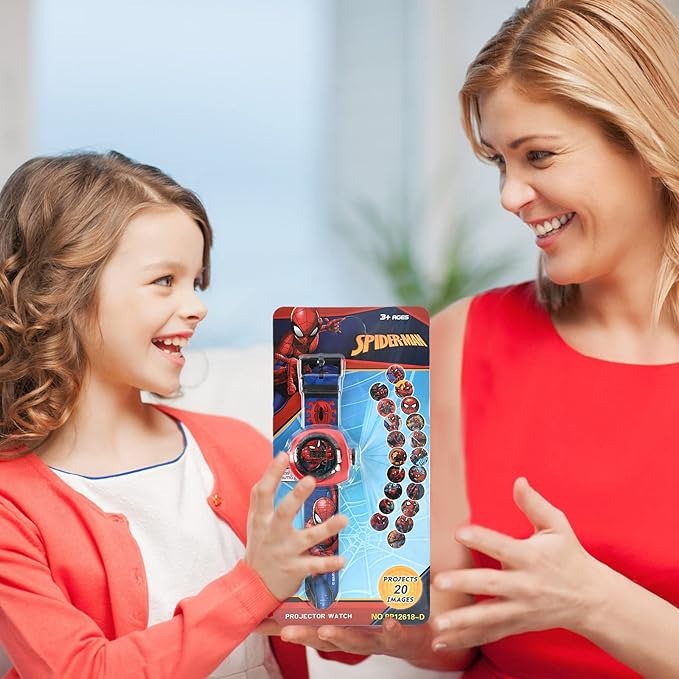 Spiderman Kids Digital Projector Watch – 3D Cartoon Projection Toy Wristwatch