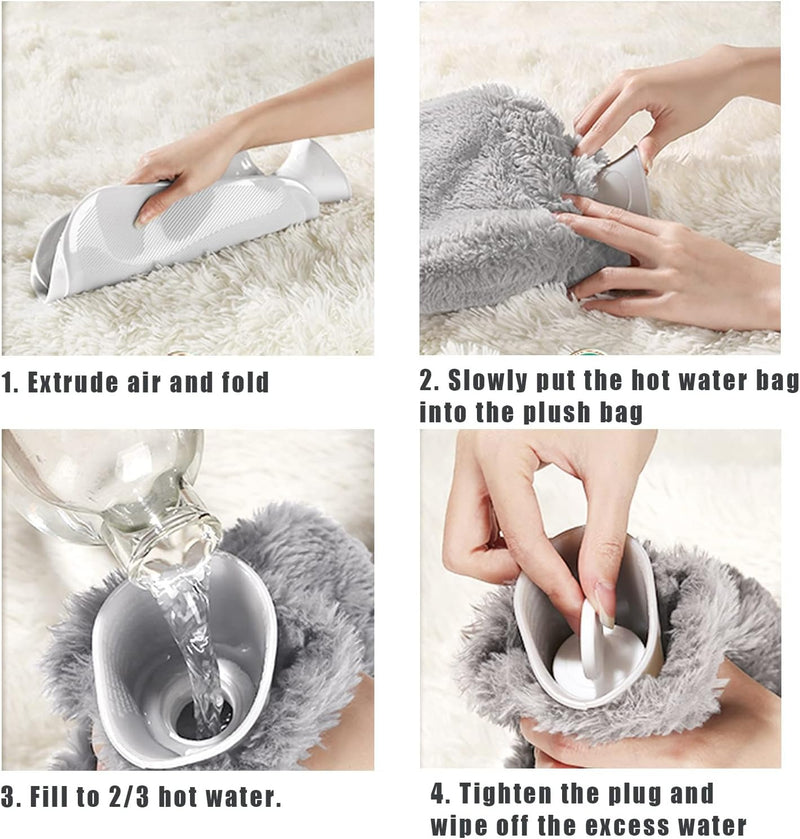 Hot Water Bottle with Soft Cover – 2L Large Capacity Winter Warmer