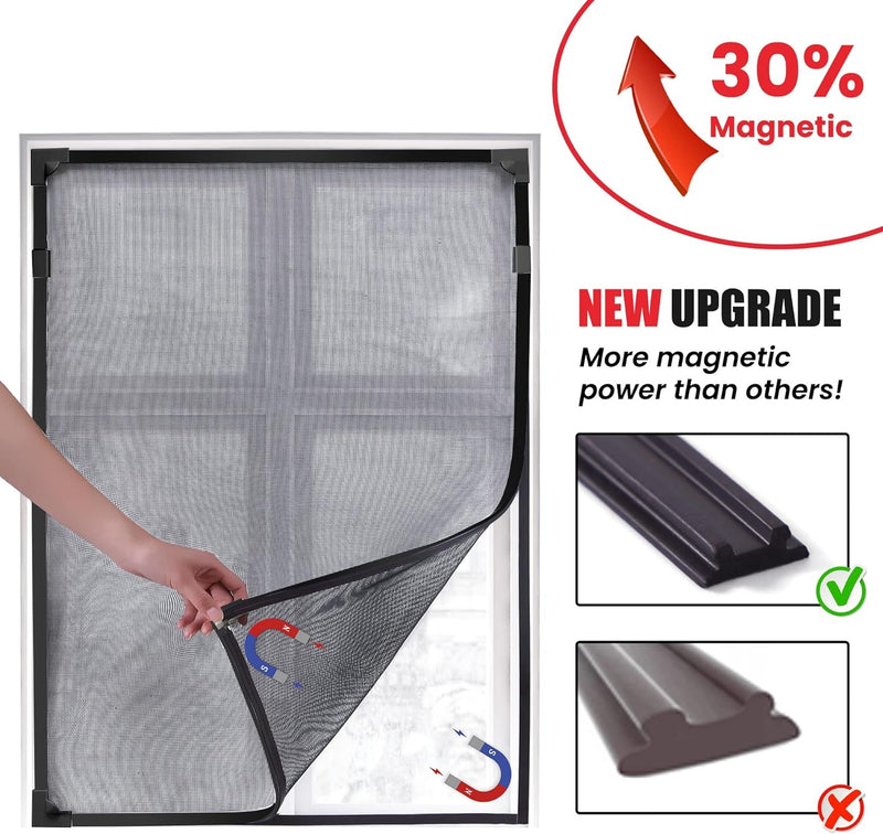 Magnetic Window Screen - Adjustable Fly Screen for Windows