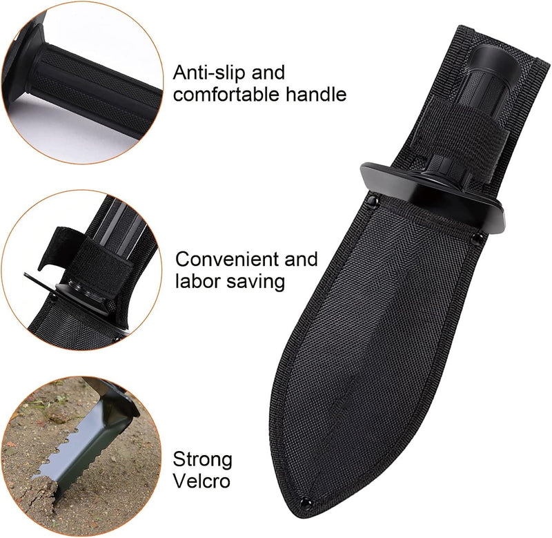 Stainless Steel Metal Detector Shovel – Double Serrated Digging Gardening Tool with Sheath