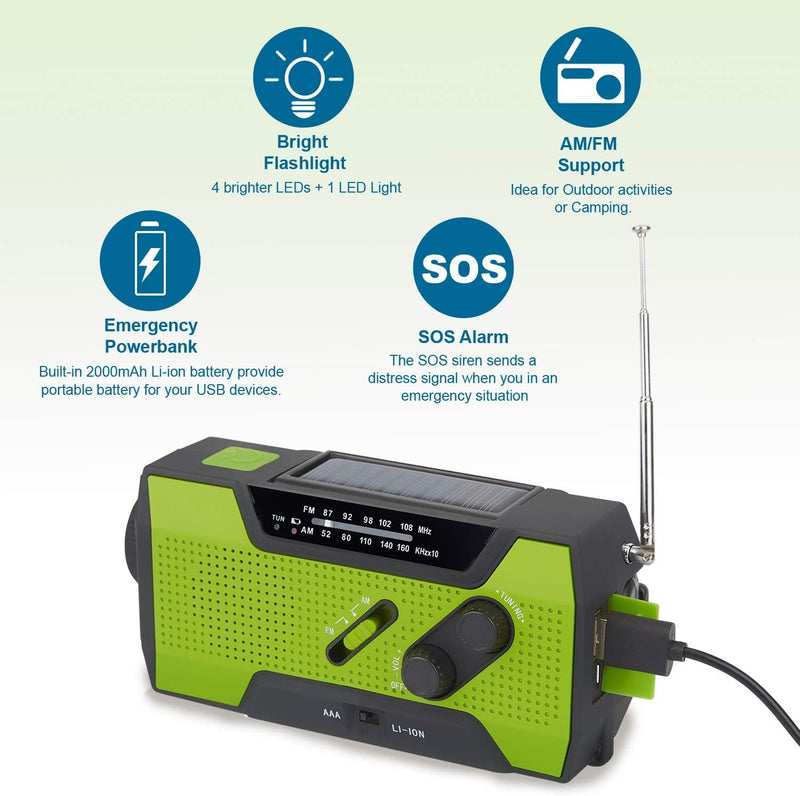 Solar Hand Crank Emergency Radio – AM/FM & Flashlight