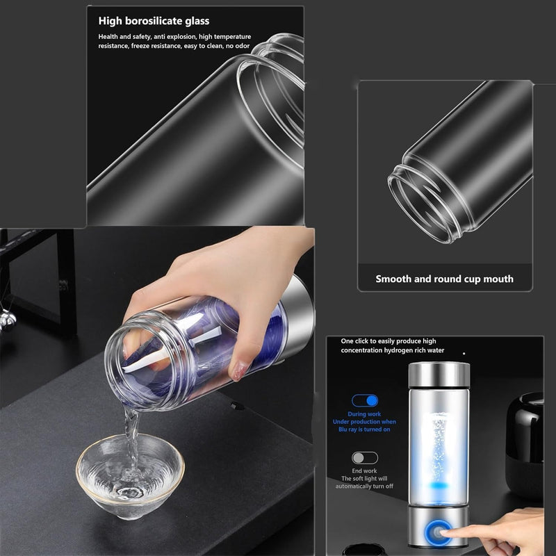 Hydrogen Water Generator Bottle – 420ml Portable Ionizer Rechargeable for Healthy Drinking Anywhere