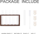 Wall-Mounted Glass Planter – Test Tube Vase with Wooden Stand for Hydroponic Plants