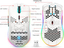 Ultralight Wireless Gaming Mouse – 2.4G Honeycomb RGB Mouse with 6 Programmable Buttons & Adjustable DPI