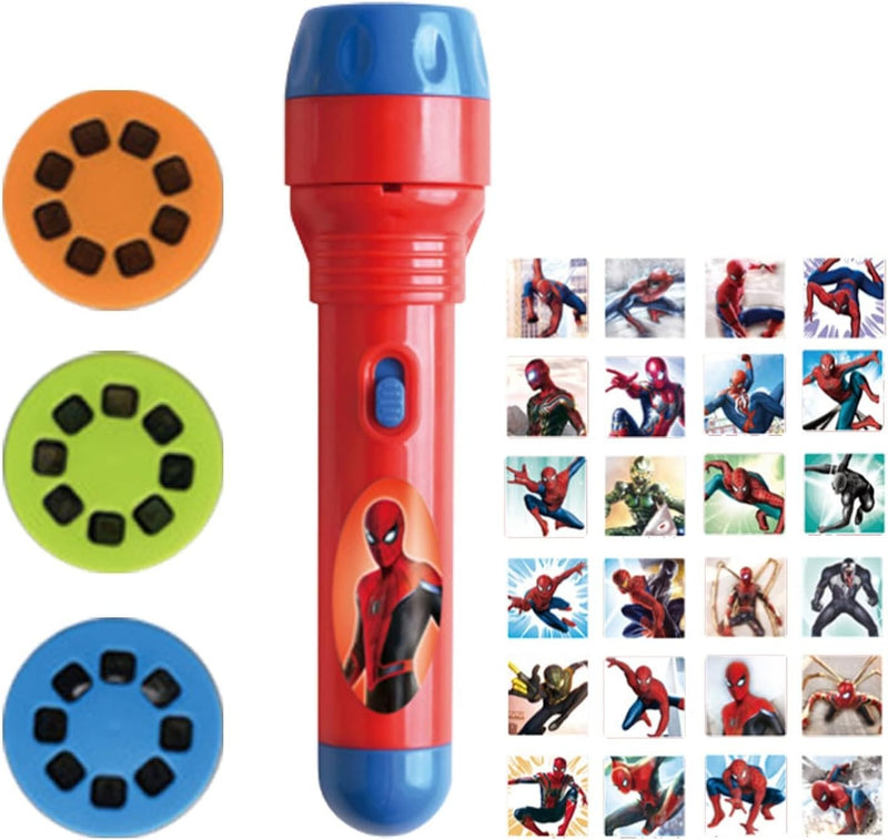 Spiderman Projector Flashlight for Kids – Superhero Torch with 24 Cartoon Slides