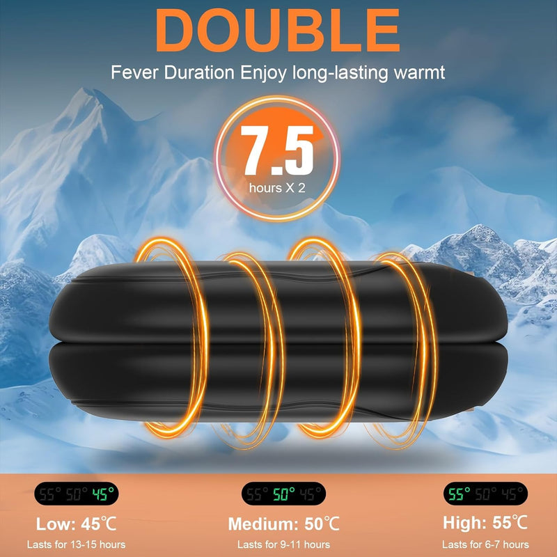 Rechargeable Magnetic Hand Warmers –  2-Pack 5000mAh Double-Sided Heating with 3 Levels