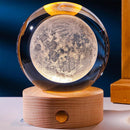 3D Crystal Ball Night Light – Luminous Decorative Ball Table Lamp with Wooden Base