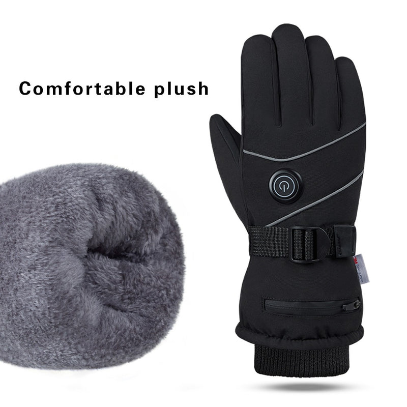 Fleece-Lined Electric Heated Gloves – Adjustable 3 Heat Levels Touchscreen-Friendly Windproof