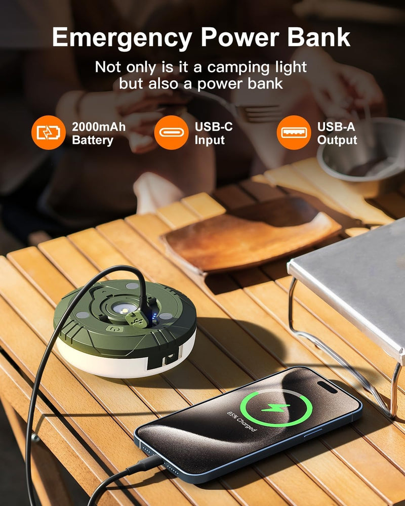 4-in-1 Portable Camping Light – Retractable Waterproof and Dual Lights – 10 Meter