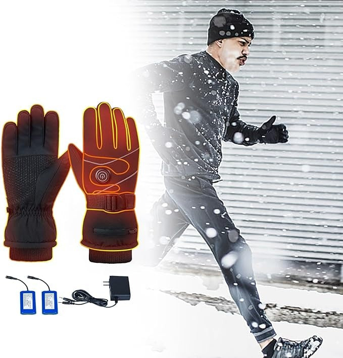 Fleece-Lined Electric Heated Gloves – Adjustable 3 Heat Levels Touchscreen-Friendly Windproof