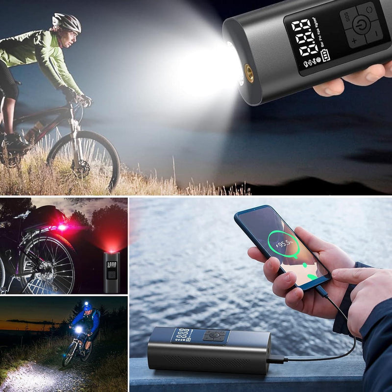 Rechargeable Electric pump - 6000 mah  Portable Air Compressor Inflator For Cars Motorcycle and Bicycles