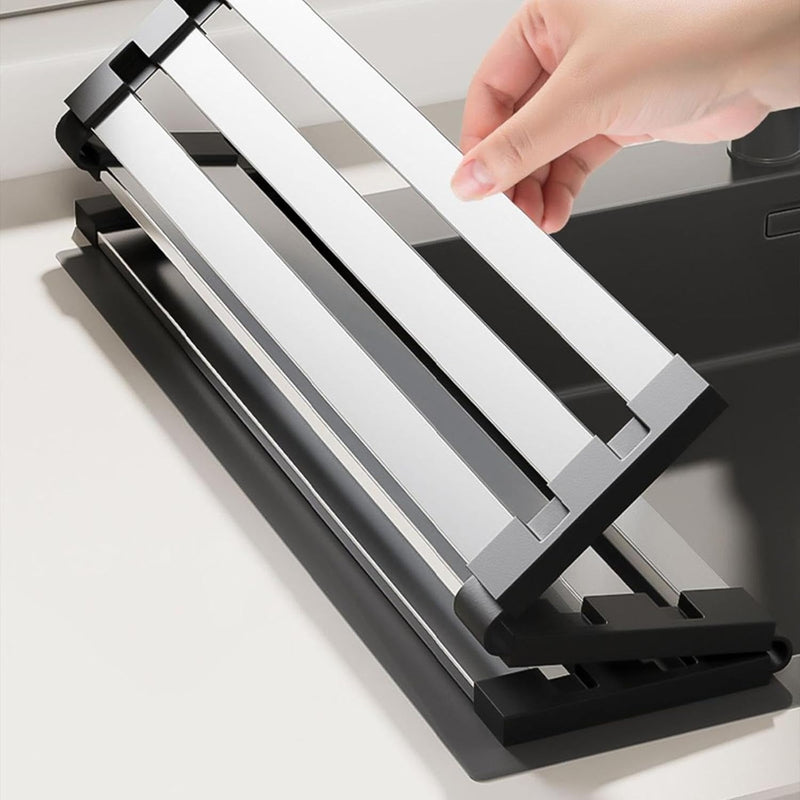 Stainless Steel Dish Drainer - Rollable Dish Drying Rack Over The Sink Drying Rack