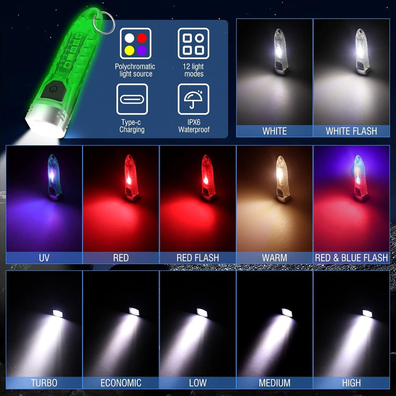 Mini Keyring Torch UV light – 400 Lumen LED USB Rechargeable IPX6 Waterproof