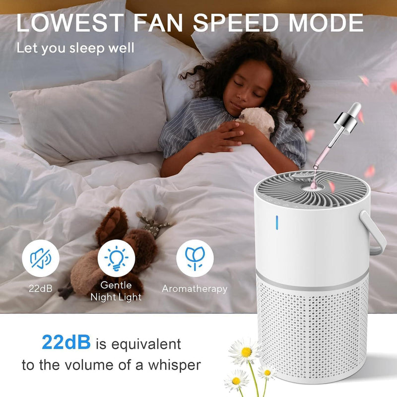 HEPA Air Purifier with 5 Layers & Essential Oil Diffuser – Quiet & Effective for Home & Pets