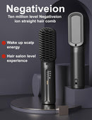 Cordless Hair Straightener Brush – Rechargeable Anti-Scald Portable Hair Straightening Comb