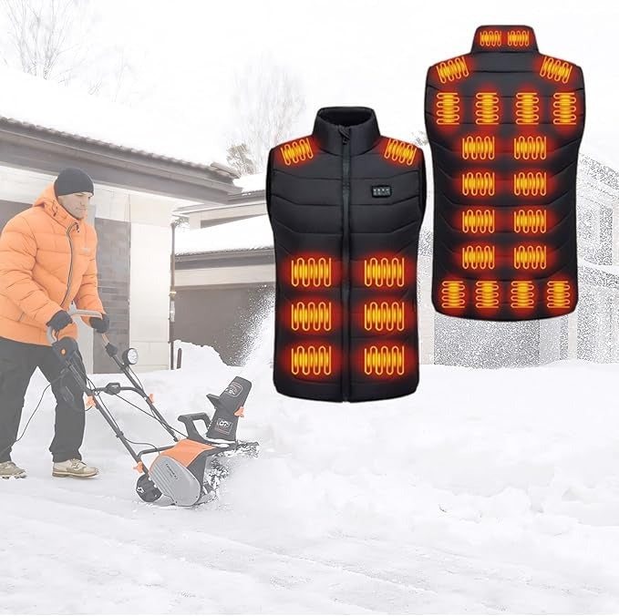 USB Heated Gilet – Rechargeable Winter Jacket with 4 Heat Settings and 28 Heating Zones