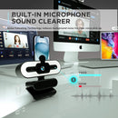 2K Webcam for PC – Adjustable FOV Zoom Privacy Cover USB Plug & Play