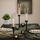 Glass Candlestick Holder Set of 3 – Modern Taper Candle Holders Table Centerpiece & Fireplace Decor