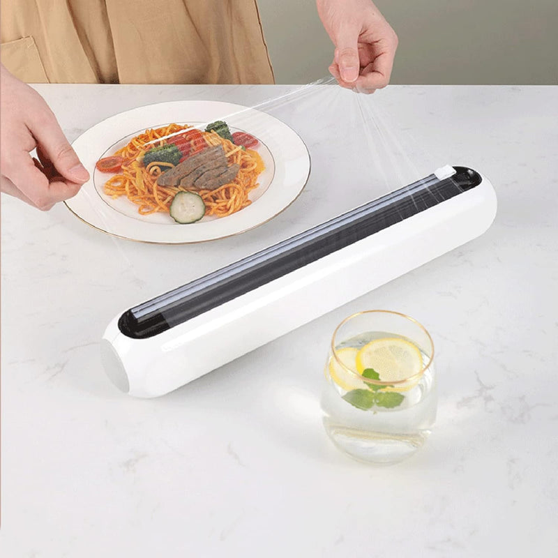 Cling Film & Aluminum Foil Dispenser with Slide Cutter – Reusable Kitchen Organizer