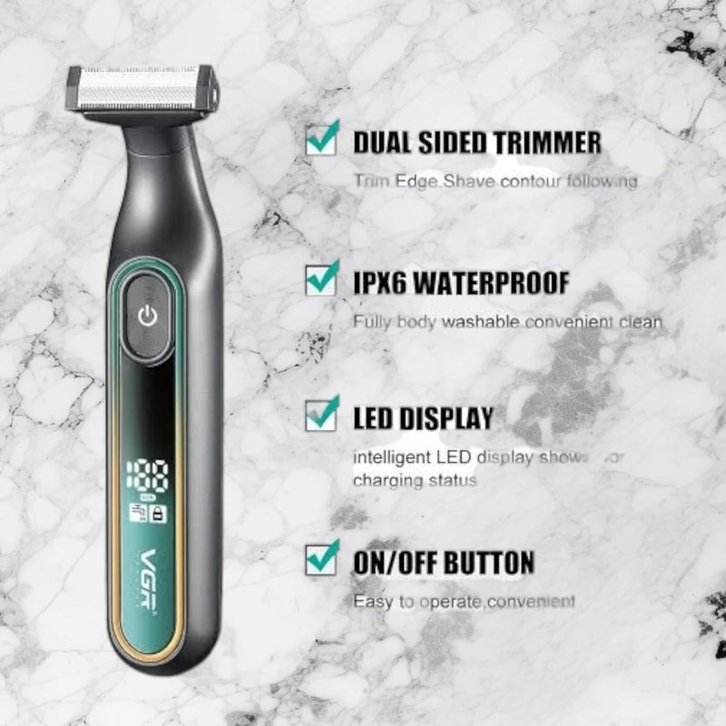 Men’s Beard Trimmer IPX6 Waterproof - VGR V-360 Cordless USB Rechargeable Wet/Dry