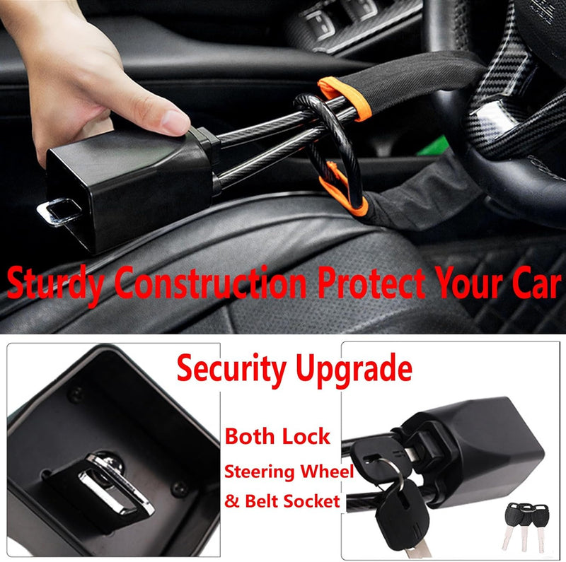 Universal Steering Wheel Lock – Anti-Theft Wire Lock Security Device