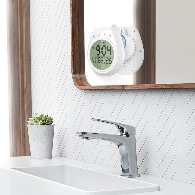Waterproof Digital Shower Clock – LCD Display Timer Temp 12/24hr with Suction Cup