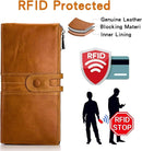Genuine Leather Women’s Purse– Slim Bifold Clutch with RFID Blocking