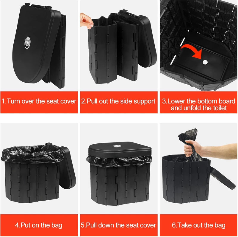Portable Folding Camping Toilet – Lightweight Adjustable Porta Potty for Travel