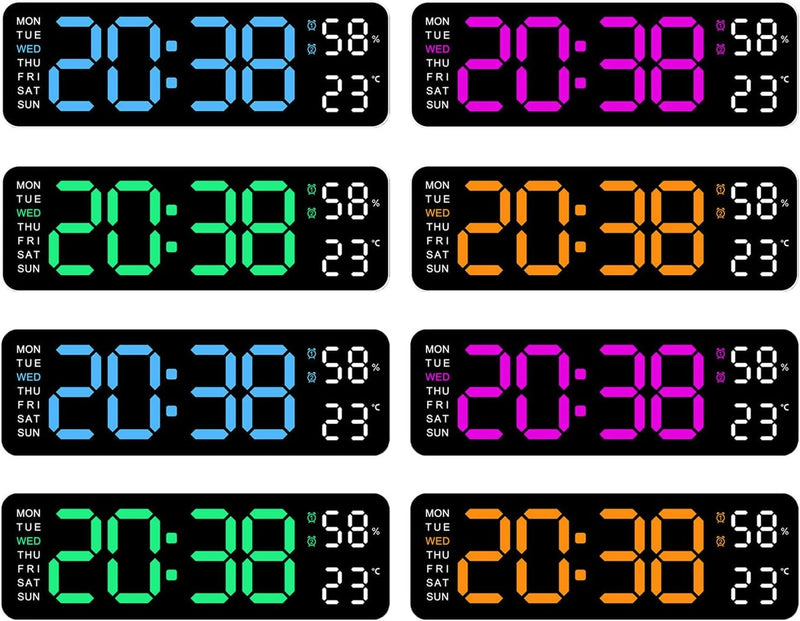 Digital LED Wall Clock 9 inch – Alarm Calendar & Temperature Display for Home or Office