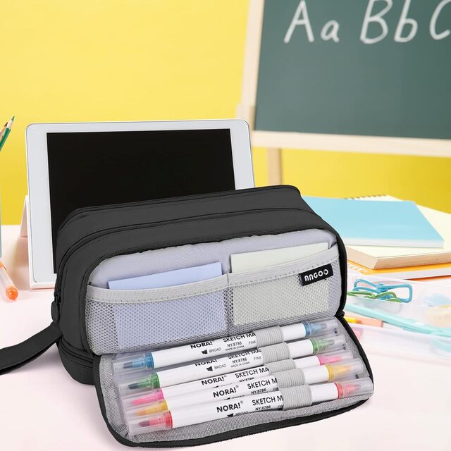 Large Capacity Pencil Case – 4-Compartment Multifunctional Pen & Stationery Organizer