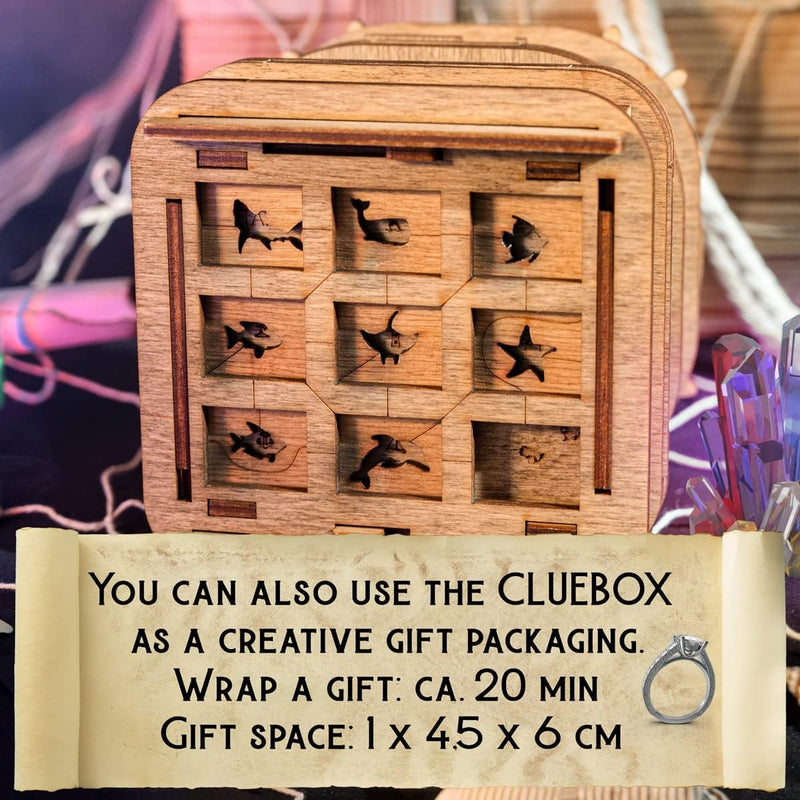 Davy Jones Locker Clue Box – 3D Wooden Puzzle Escape Room Brain Teaser