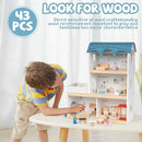 Wooden Dollhouse Villa – 3-Story Dream House with Elevator Balcony Furniture & 3 Dolls