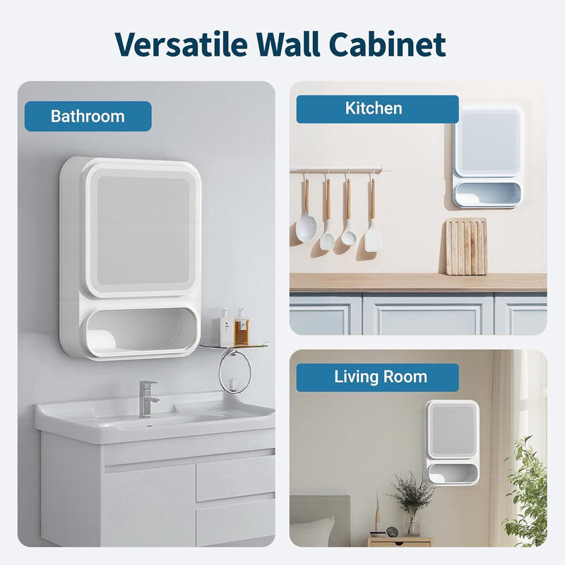 LED Bathroom Mirror Cabinet – Storage with Magnetic Door & Tissue Dispenser