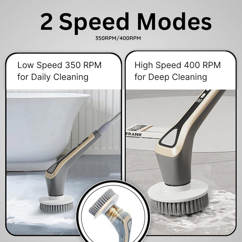 Cordless Electric Spin Scrubber – Waterproof Power Scrubber Beush with 2600mAh Battery