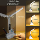 Rechargeable LED Desk Lamp – Foldable Double-Head Light with Digital Clock