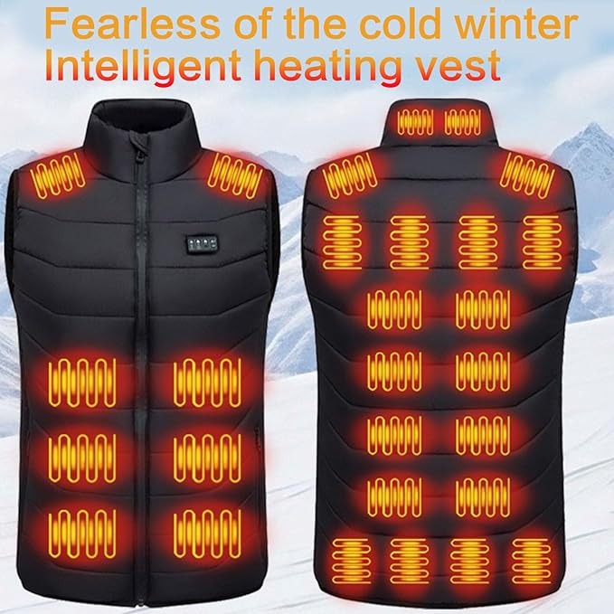 USB Heated Gilet – Rechargeable Winter Jacket with 4 Heat Settings and 28 Heating Zones