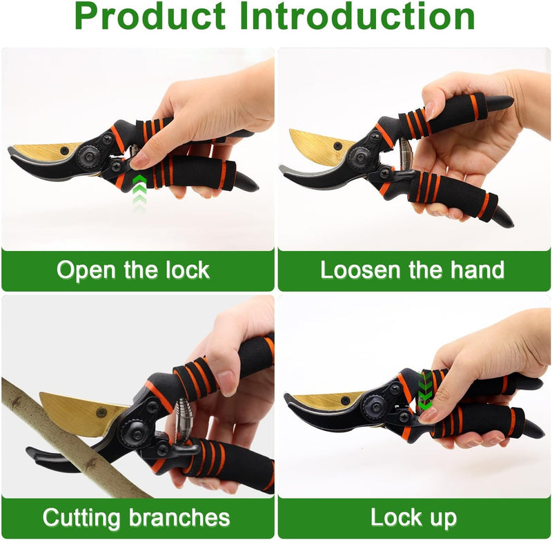 Professional Garden Secateurs – Bypass Pruning Shears for Branches Hedges & Flowers