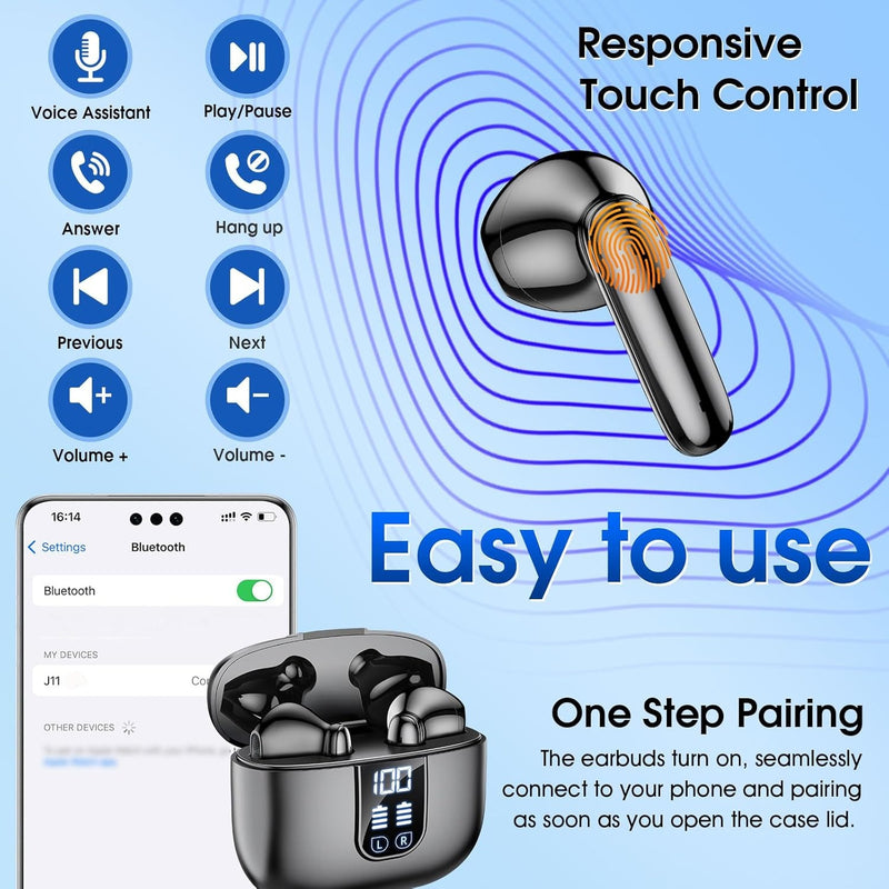 Wireless Earbuds with 6 Mics – Bluetooth Earphones with Active Noise Cancelling and Clear Sound