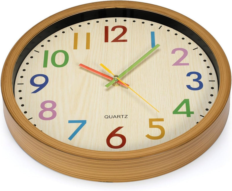 Colorful Silent 12 " Wall Clock – Kids Room Battery Operated Vintage Style